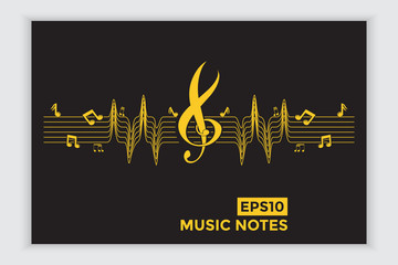 Music note icons, music scale, music element vector for banner material, background.