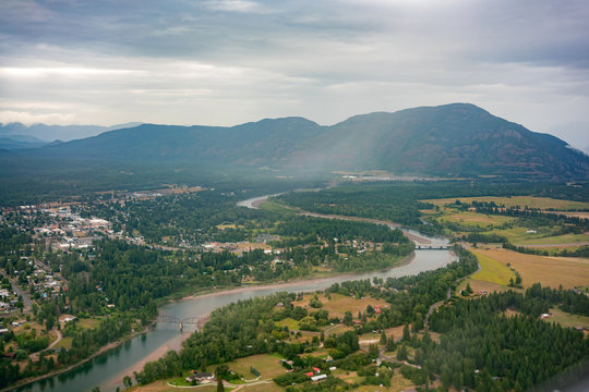 Aerial view of some beautiful landscape around Kalispell country side