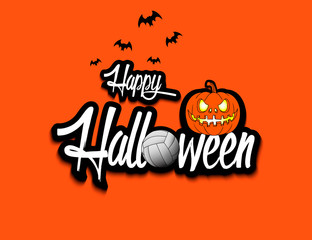Happy halloween and volleyball ball