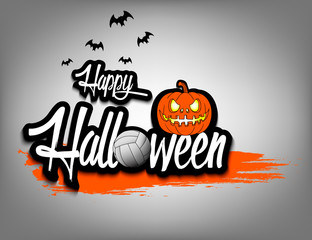 Happy halloween and volleyball ball