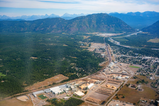 Aerial view of some beautiful landscape around Kalispell country side