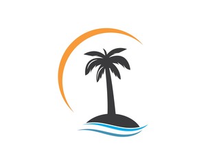 Palm tree icon of summer and travel logo vector illustration