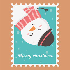 snowman celebration happy christmas stamp