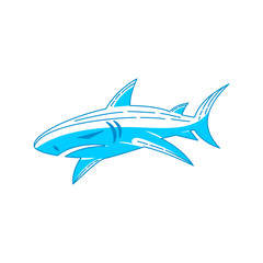 Shark logo design vector Label Outline isolated illustration