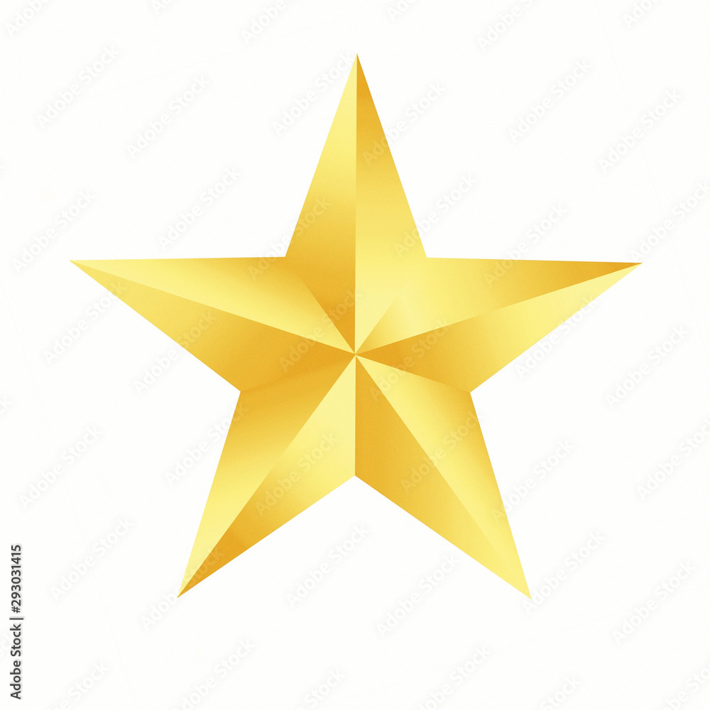 Wall mural gold star isolated on white background.