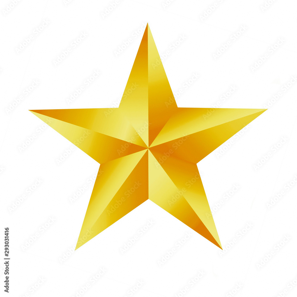 Wall mural gold star isolated on white background.