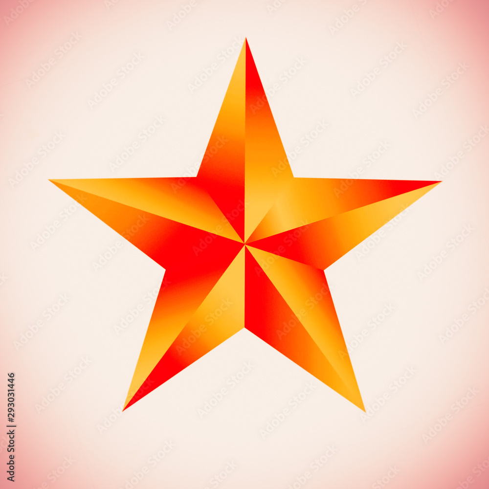 Wall mural gold star isolated on white background.