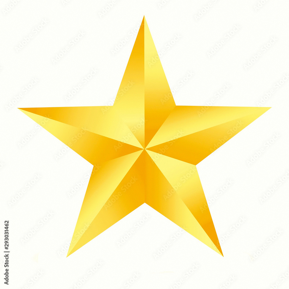 Wall mural gold star isolated on white background.