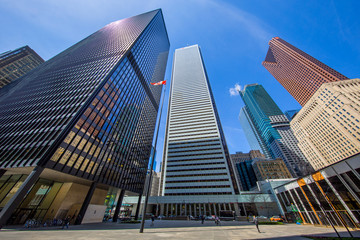 Toronto, Ontario, Canada-19 June, 2019: Scenic Toronto financial district skyline and modern architecture