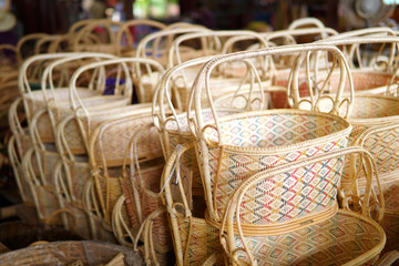 Old shop in Thailand. It has all rattan products in Thai culture.