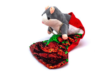 toy little rat as a symbol of the year on a white background