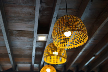 The lamp is made from bamboo.