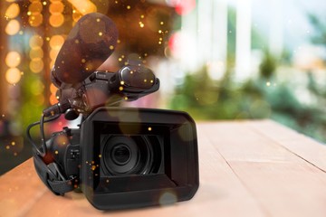 Professional video camera  on white background