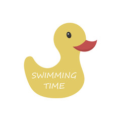 Yellow duck on white background. Rubber toy. vector illustration.