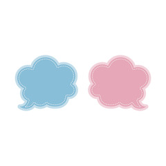 thought blue and pink bubbles web icon. vector design.