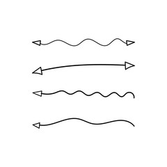 Hand drawn arrow collection vector illustration isolated on white background.