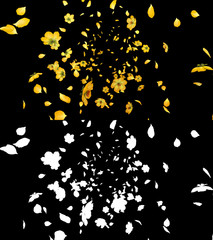 3D illustration of a yellow flower petals flow with alpha layer