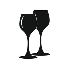 Wine glass vector icon, glass of wine on white background 
