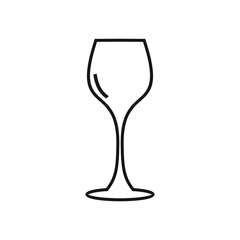 Wine glass vector icon, glass of wine on white background 