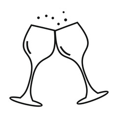 Wine glass vector icon, glass of wine on white background 