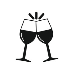 Wine glass vector icon, glass of wine on white background 