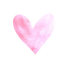 Hand drawn watercolor heart texture love. Valentine's day background.