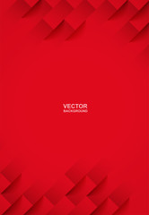 Abstract. Red square geometric background. light and shadow . Vector.
