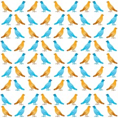 The Amazing of Cute Bird Cartoon Funny Character, Pattern Wallpaper in White Background
