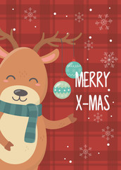reindeer with balls celebration happy christmas