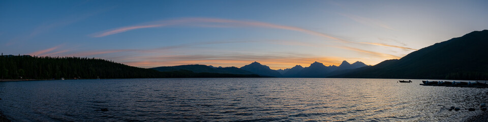 Beautiful sunrise of the Lake Mcdonald