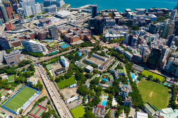 Top view of Hong Kong city skyline