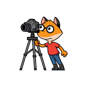 Cartoon Fox Looking Through Camera