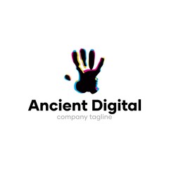 Ancient Hand Digital Agency Logo Design Template Idea