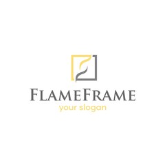 Elegant Flame Frame Creative Design Logo Idea