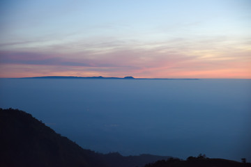 Fototapeta premium Morning sunrise on high mountains.