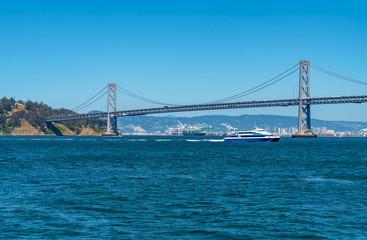 View of San Francisco's Bay Bridge and harbor