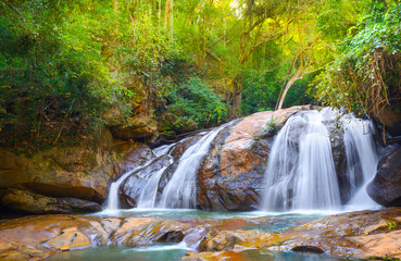 Waterfalls Peaceful Nature Landscape in Mountains