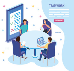 teamwork people in meeting avatar character