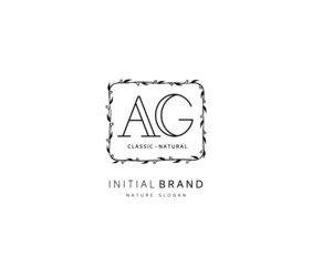 A G AG Beauty vector initial logo, handwriting logo of initial signature, wedding, fashion, jewerly, boutique, floral and botanical with creative template for any company or business.