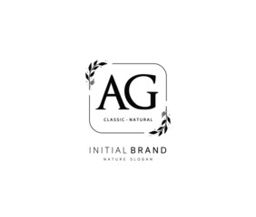 A G AG Beauty vector initial logo, handwriting logo of initial signature, wedding, fashion, jewerly, boutique, floral and botanical with creative template for any company or business.