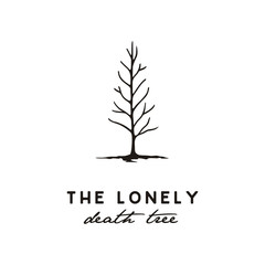 Dry dead tree silhouette illustration logo design