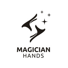Simple Magician Hand Glove Stars Logo design