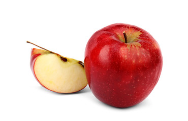 Ripe juicy red apples on white background