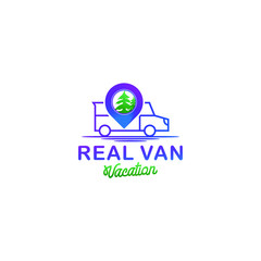 Fototapeta premium Real van recreation logo adventure outdoor