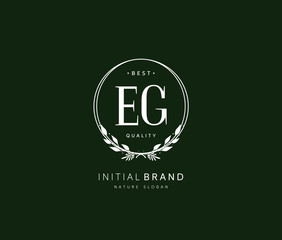 E G EG Beauty vector initial logo, handwriting logo of initial signature, wedding, fashion, jewerly, boutique, floral and botanical with creative template for any company or business.