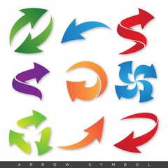 Set colorful vector arrows elements for your design with shadow