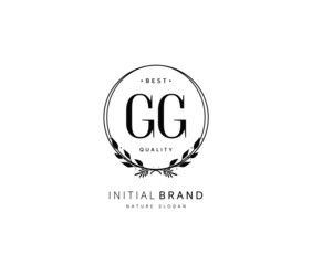 G GG Beauty vector initial logo, handwriting logo of initial signature, wedding, fashion, jewerly, boutique, floral and botanical with creative template for any company or business.