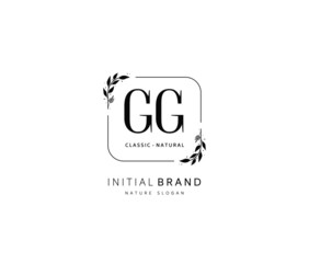 G GG Beauty vector initial logo, handwriting logo of initial signature, wedding, fashion, jewerly, boutique, floral and botanical with creative template for any company or business.
