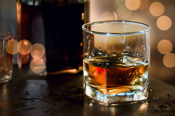 Bartender Serve Whiskey, on wood bar, © maeching
