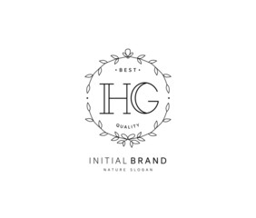 H G HG Beauty vector initial logo, handwriting logo of initial signature, wedding, fashion, jewerly, boutique, floral and botanical with creative template for any company or business.